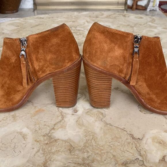 Rag & Bone Mabel Peep Toe Tan Suede Leather High Heel Ankle Booties - Picture 6 of 13